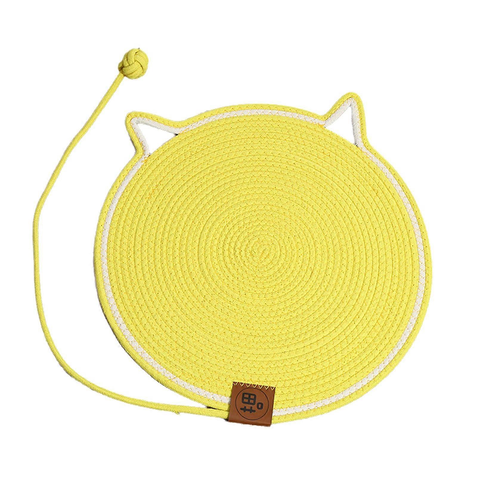 Double Side Cats Scratching Pad with Interactively Toy Thick Cats Scratcher Mat for Bed or Wall Yellow S