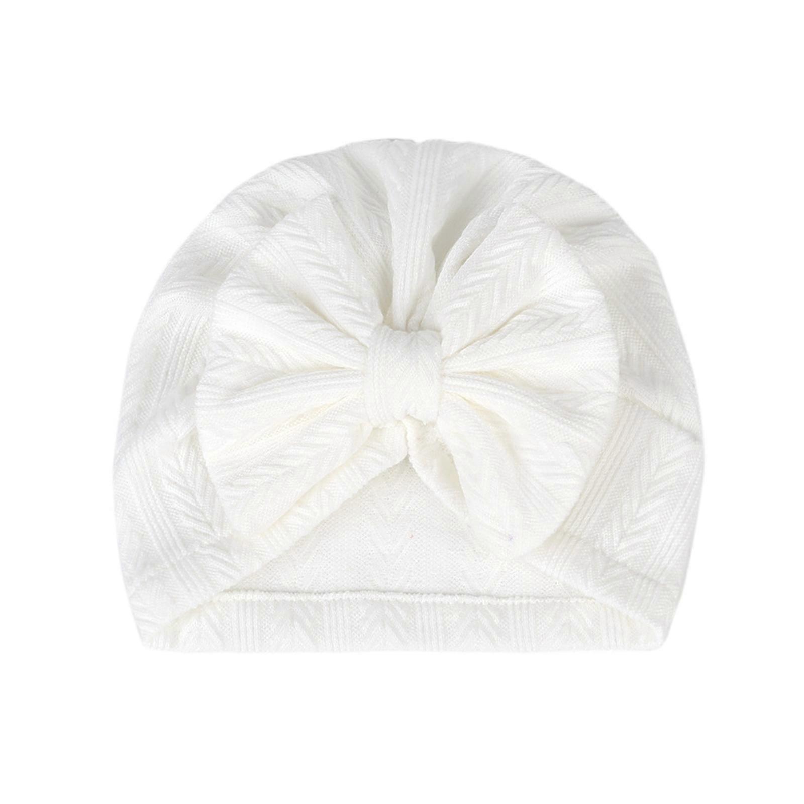 Miękka czapka turban z dużą kokardą Czapki Beanie Czepki Chusty na głowę Akcesoria do włosów dla niemowląt Dziewczynki Chłopcy Niemowlęta Małe dzieci Dzieci Białe