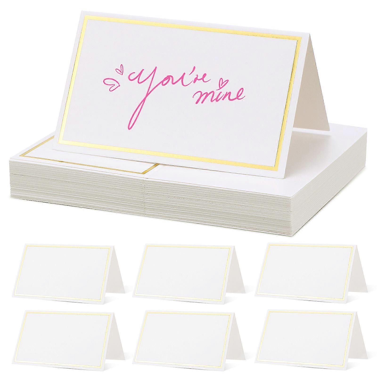 40Pcs Place Cards Blank Table Name Place Cards with Gold Foil Stamping Border for Table Setting Reserved Seating