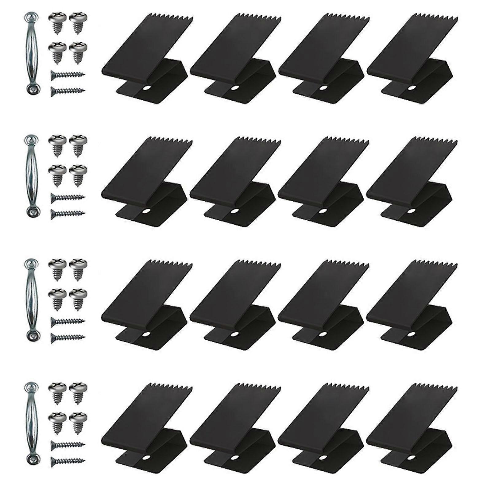 16Pcs Black Window Clips for Storm Window Protection Panels, Stucco Compatible, Durable and Weather-Resistant Hardware