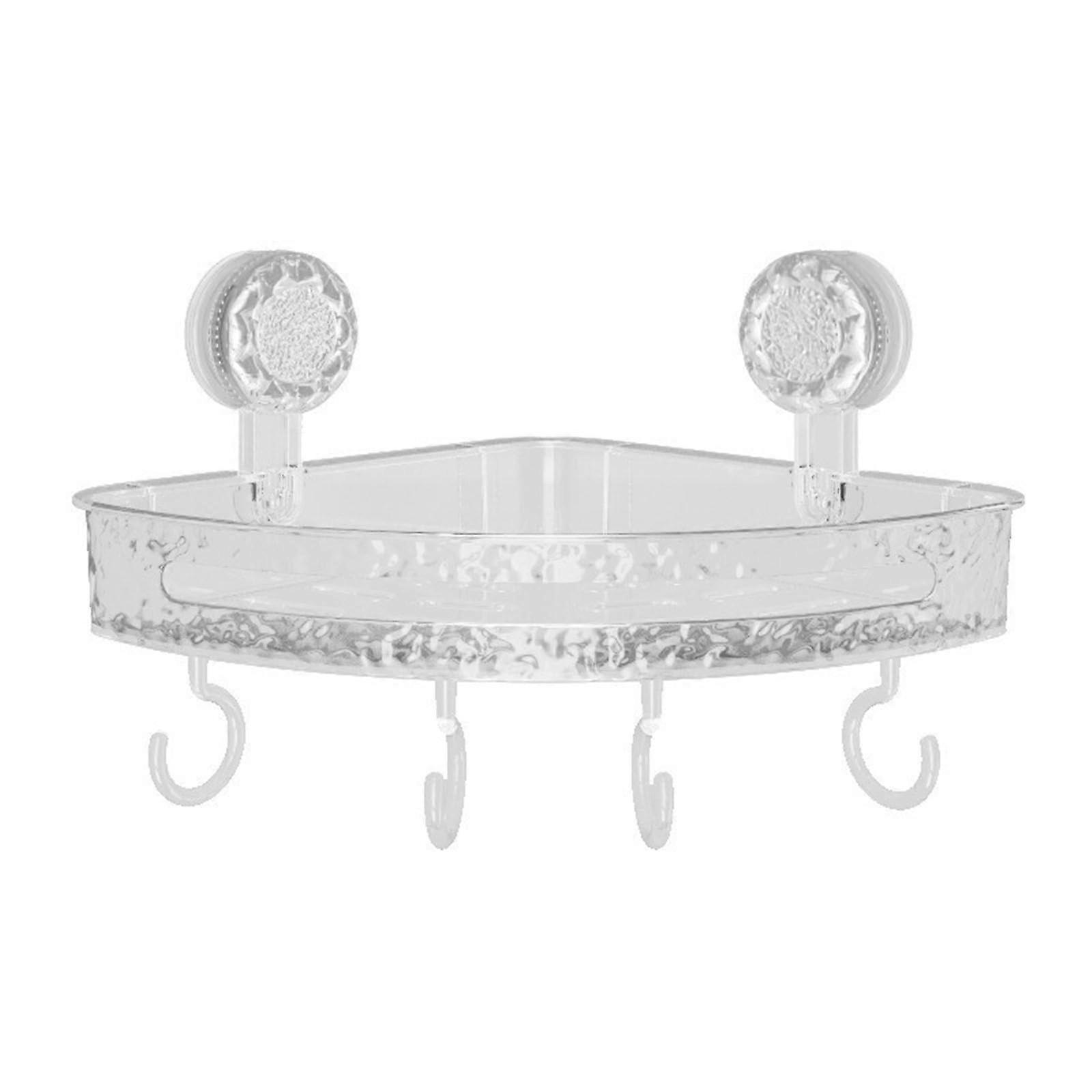 Corrugated Suction Cup Corner Shelf Triangle NoDrill Rack, Bathroom Suction Storage Box