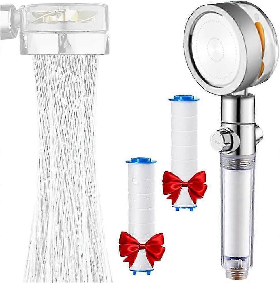 Hand Shower,High Pressure Propeller Shower Head, Three Level Filter Filter System with Replaceable PP Cotton Filter