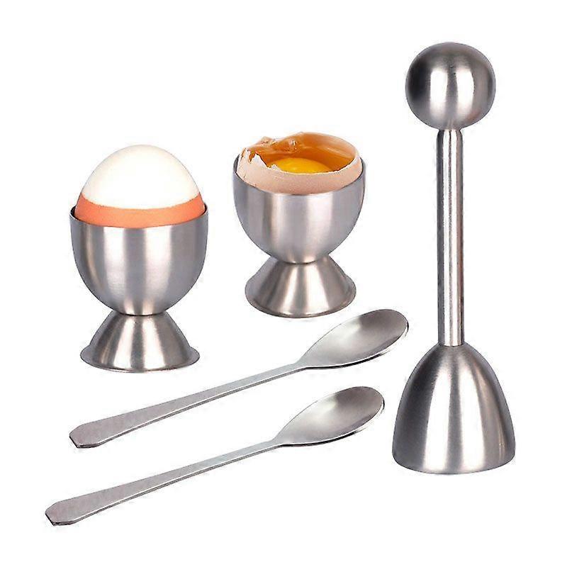 Il set di topper per affettatrici per biscotti all'uovo per uova sode e sode include 2 portauova, 2 cucchiai, 1 taglierino per topper, pelapatate, apriuova
