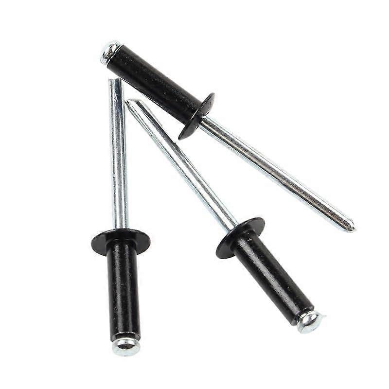 100 Pcs Open End Blind Rivets 2.4x6 mm Black Aluminum Round Head with Break Mandrel for Automotive and Construction Use