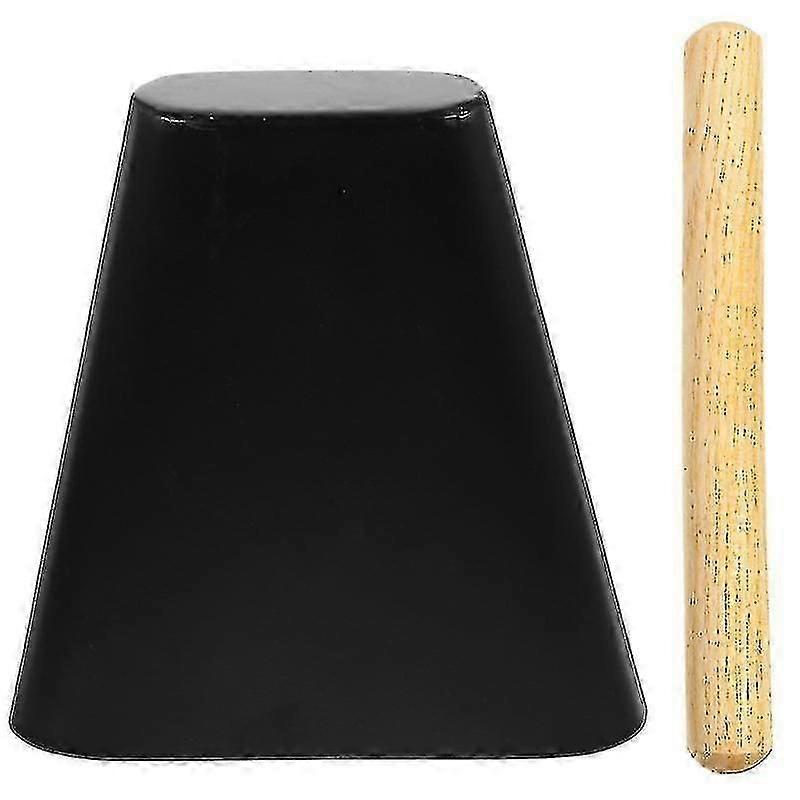 15.3X14cm Black Tambourines Black Cow Bell With Beater Loud Call Bells Drum Kit Accessory For Kids A