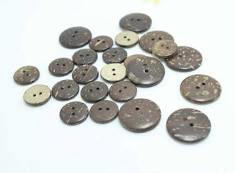 20pcs Natural Coconut Shell Buttons Two-Hole Design Round Flat Coco Shell Clothes Buttons For Coats Sweaters Jackets Shirts Diy Crafts Projects