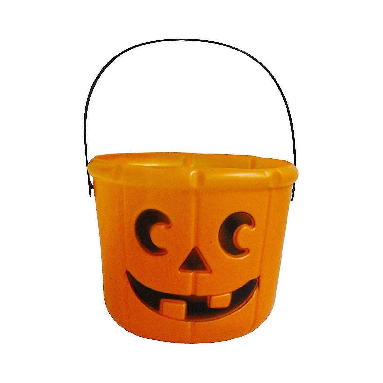Balde de Abóbora de Halloween com Alça, Grande Recipiente de Doces para Decorações de Festa