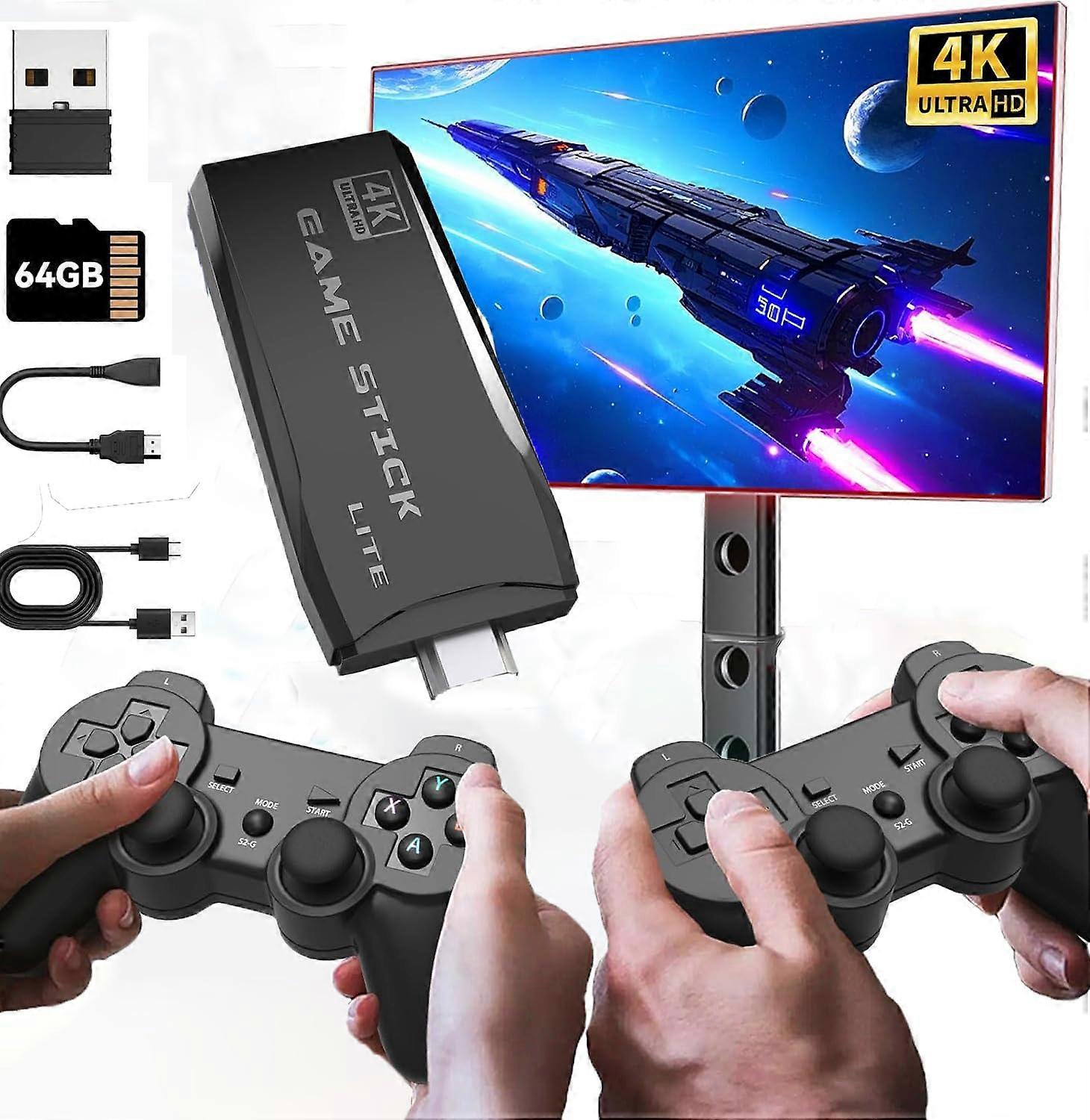 Retro Game Stick with 9 Emulators, 20,000 64GB, Games, Wireless Controller, 4k HDMI