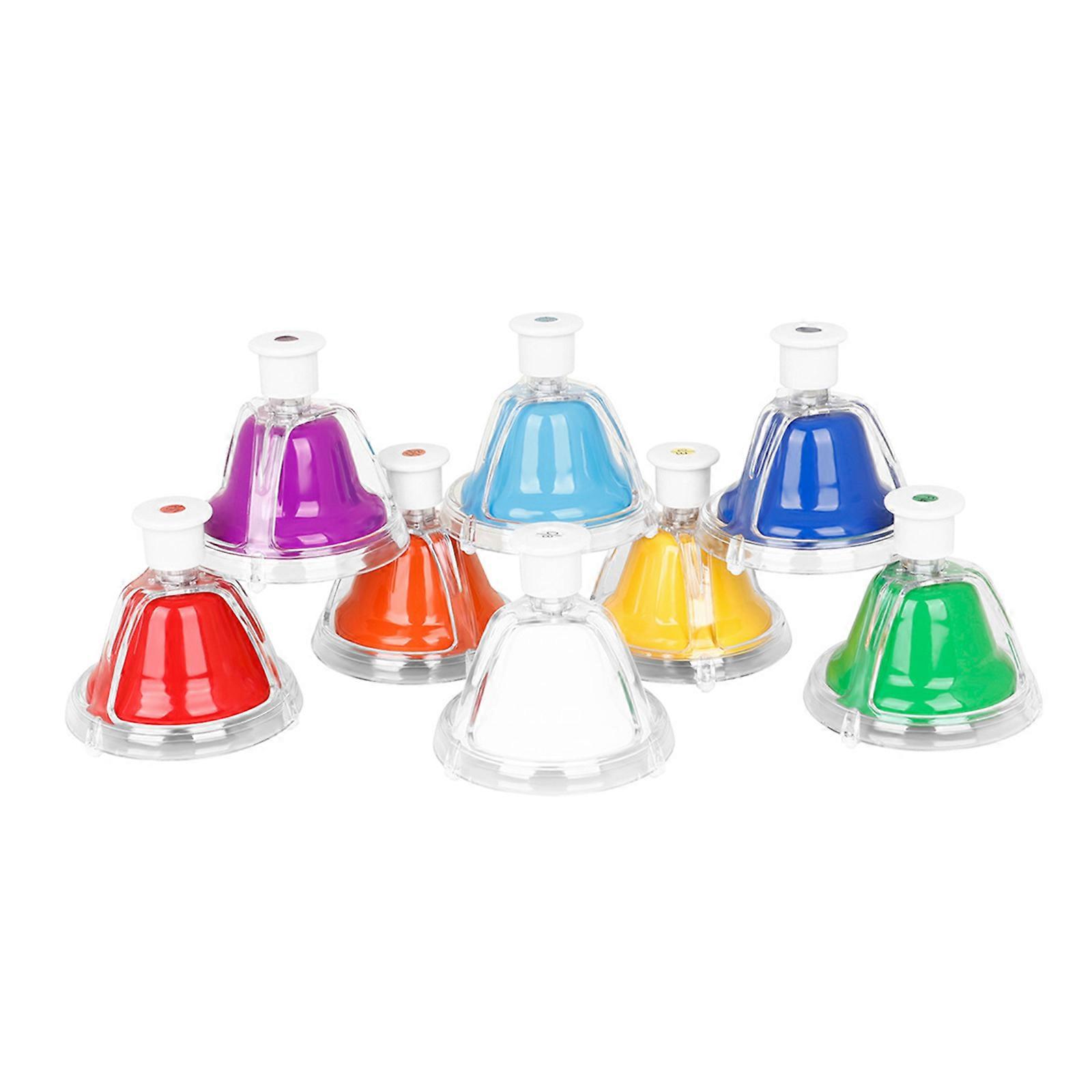 Desk Bells for Kids, 8 Note Colorful Metal Handbells Set with Handle Educational Teaching and Learning Kids Instruments