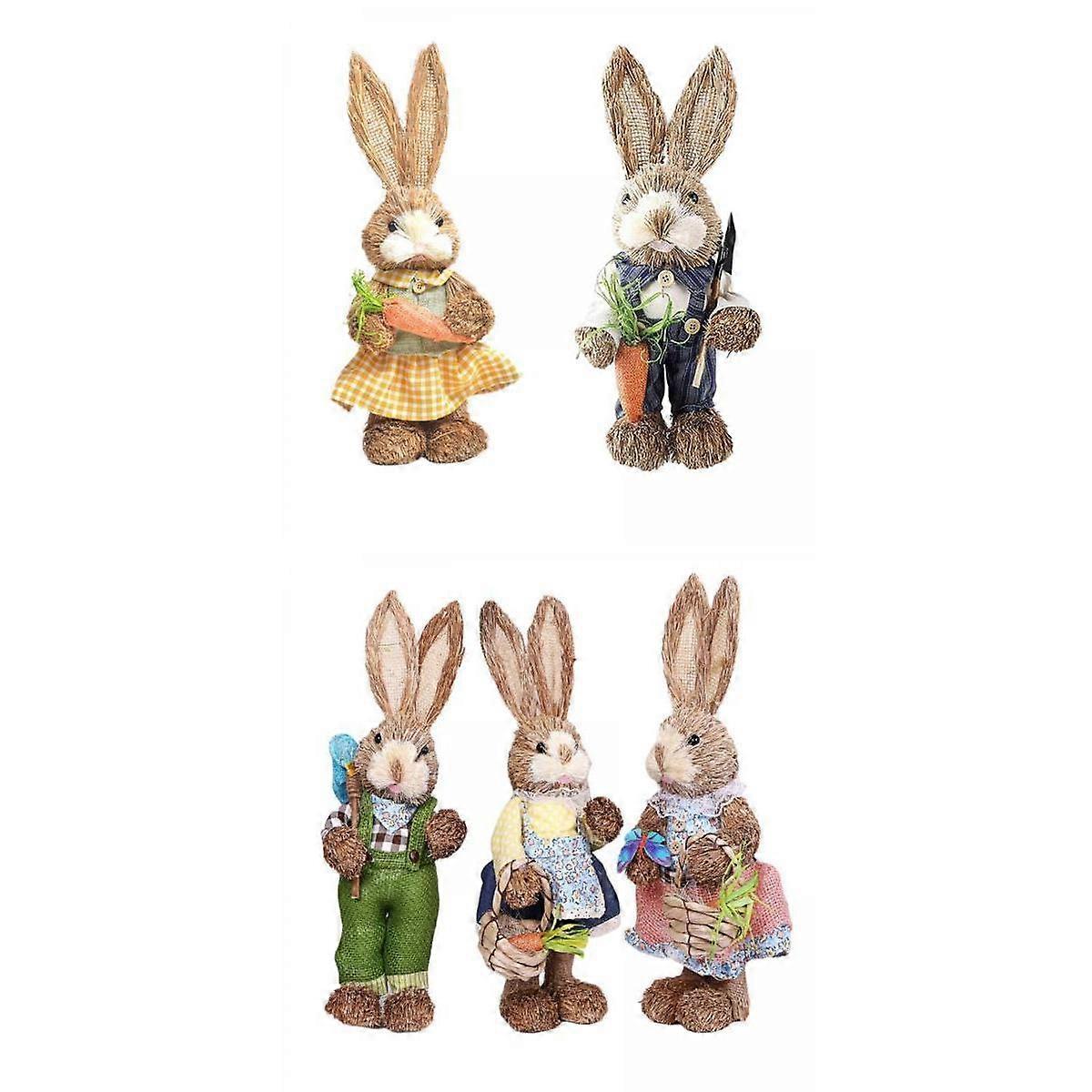 1 Set Strohhase Ornament mit Kleidern Ostern für die , 2