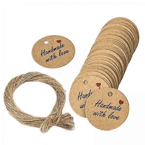 2x 100 Pieces Gift Tags Hang Tags Rustic with Jute Rope Decorative Packing
