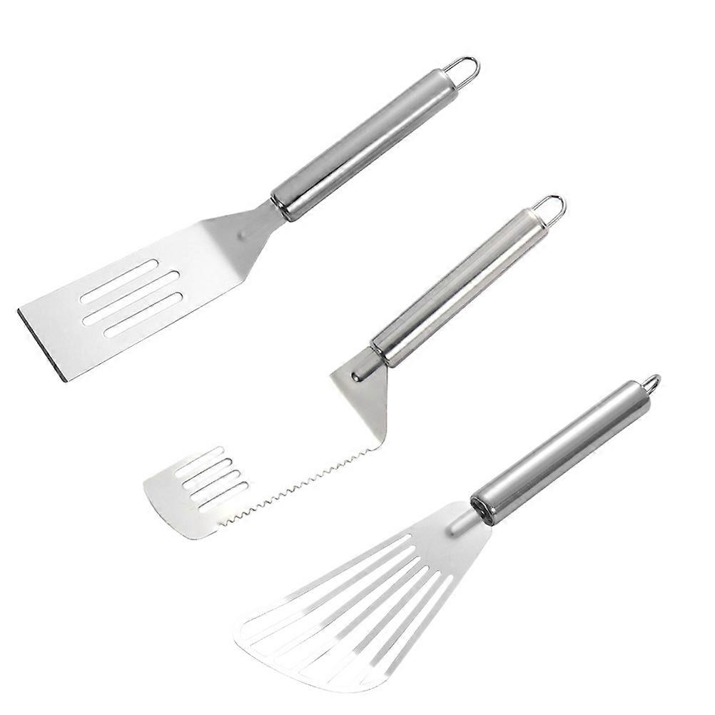Stainless Steel Kitchen Spatulas for Baking and Cooking with Design 3 Pieces Silver