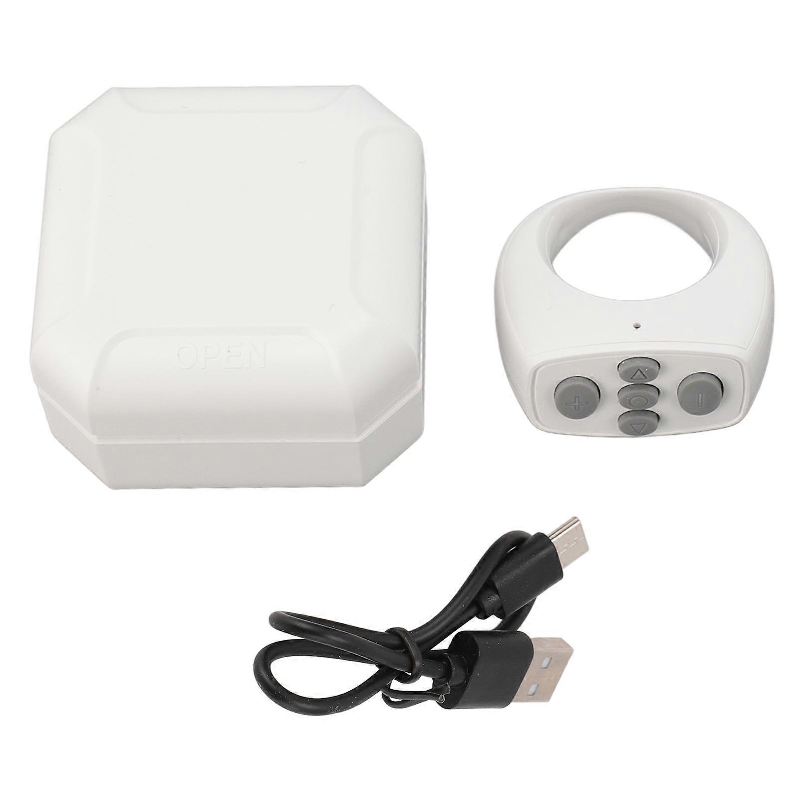 White Bluetooth Remote Control Ring for Page Turning, Selfies & Videos - 10m Range