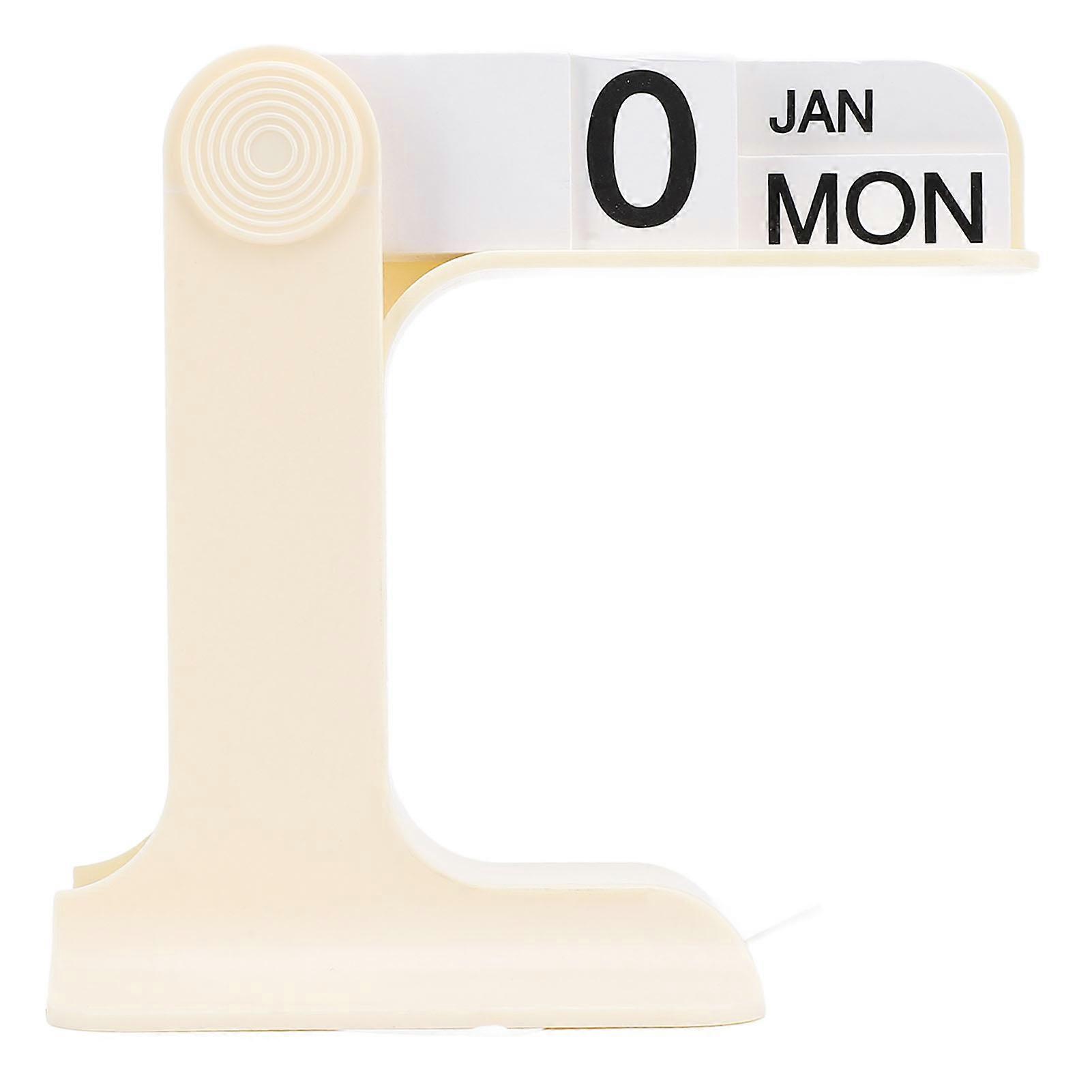 Perpetual Flip Calendar for Desk, Stress Relief Decoration, Month, Date and Day, White