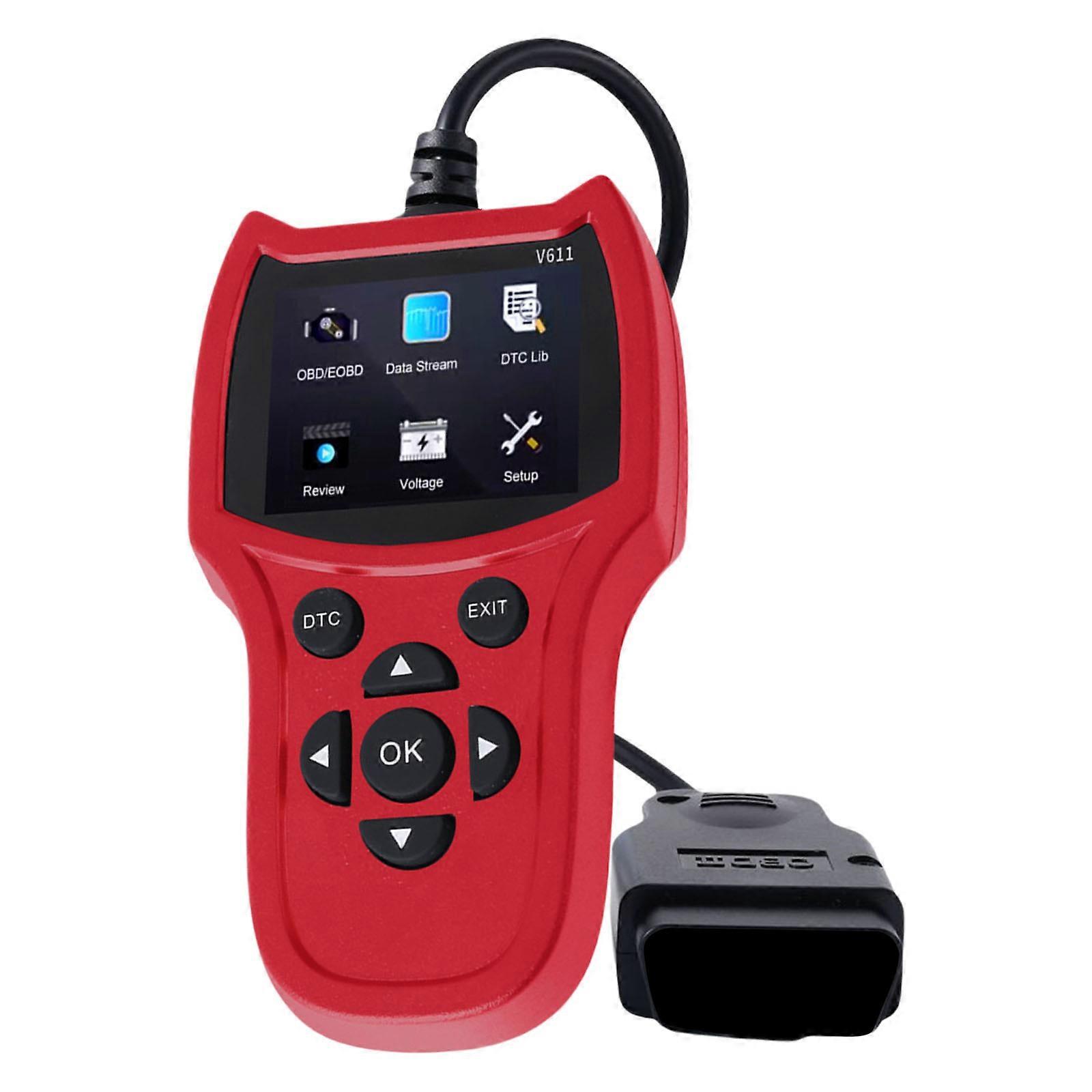 Check Engine Fault OBD2 Scanner Diagnostic Tool for All OBD2 Vehicles 2.4in Screen Car Code Reader OBDII/EOBD Scan Tool Red