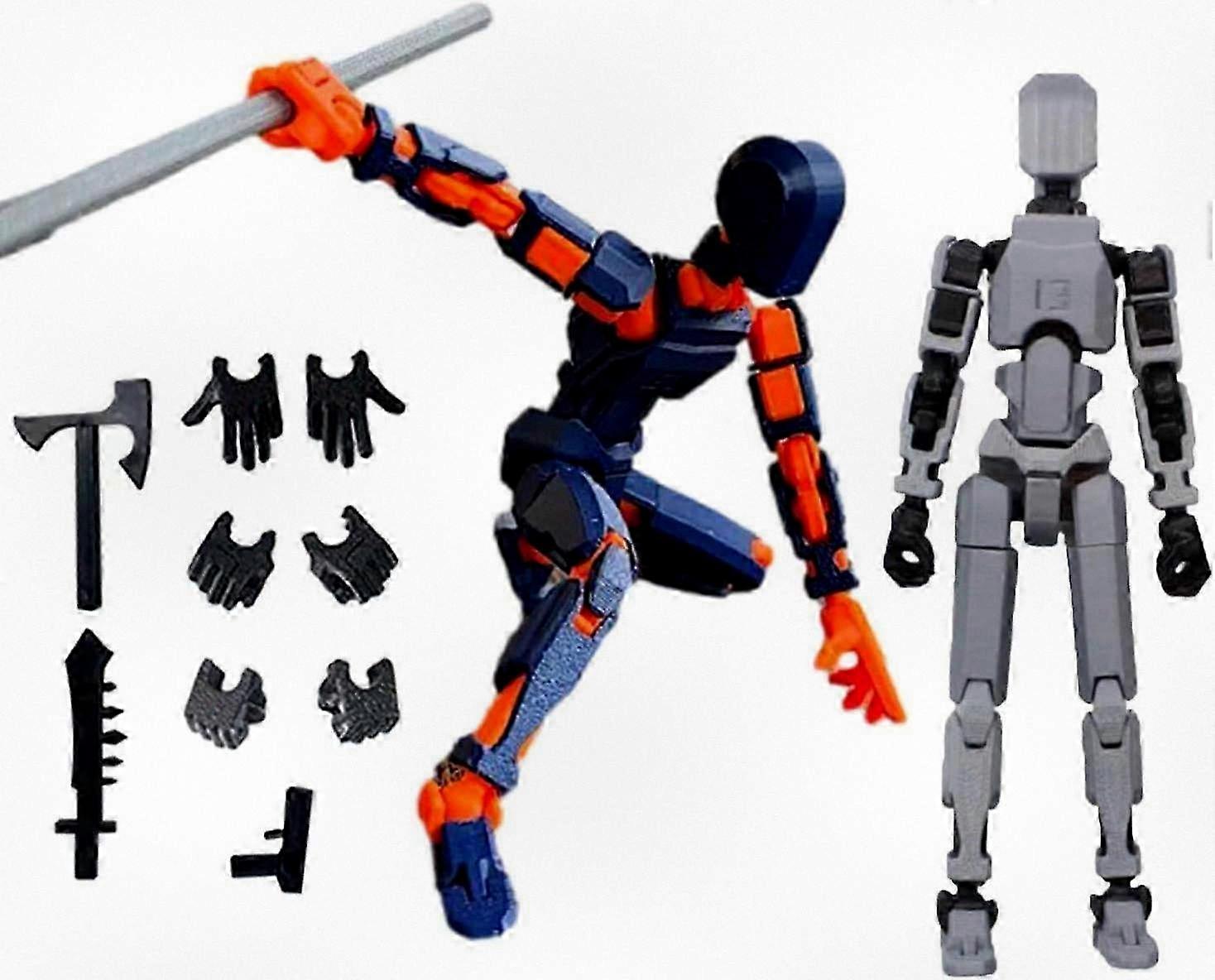 T13 Multi-Jointed Movable Robot Action Figure, 3D Printed Action Figure Dummy with Articulated Limbs for Decorations and Display (Royal B)