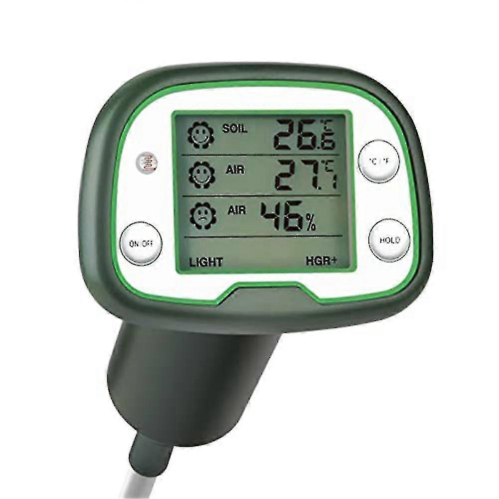 Digital 4-in-1 Soil Tester with Thermometer, Light Sensor & Air Temperature/Humidity Meter