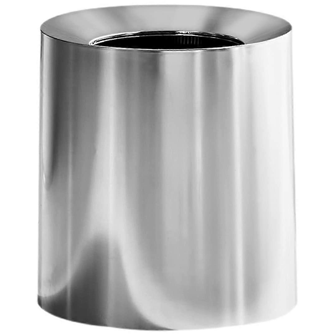 Sleek Metallic Silver Waste Basket Stainless Steel Look Garbage Container Spill Proof Trash Can