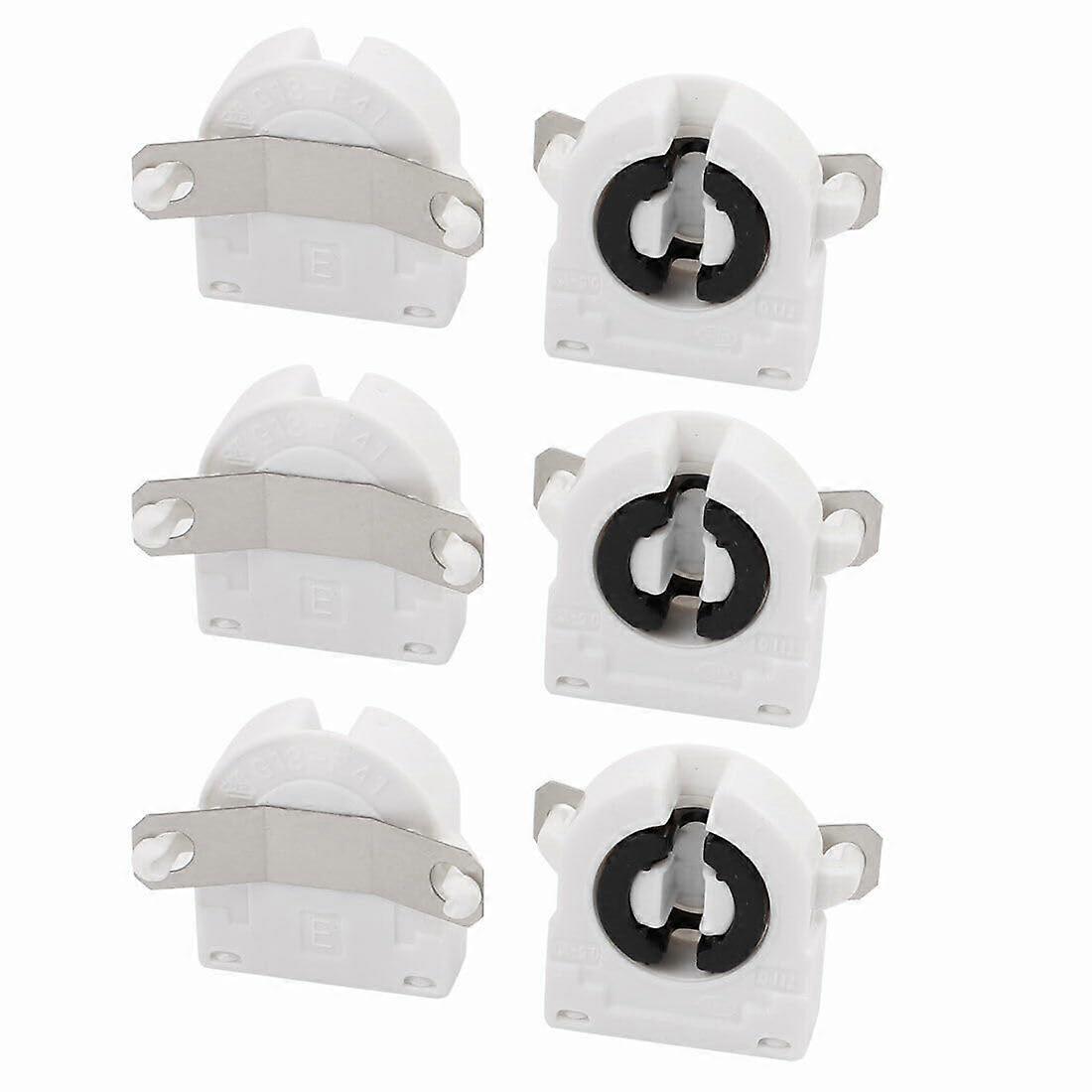 6 Pcs AC500V 2A G13F41A T8 Light Socket G13 Base Fluorescent Lamp Holder White