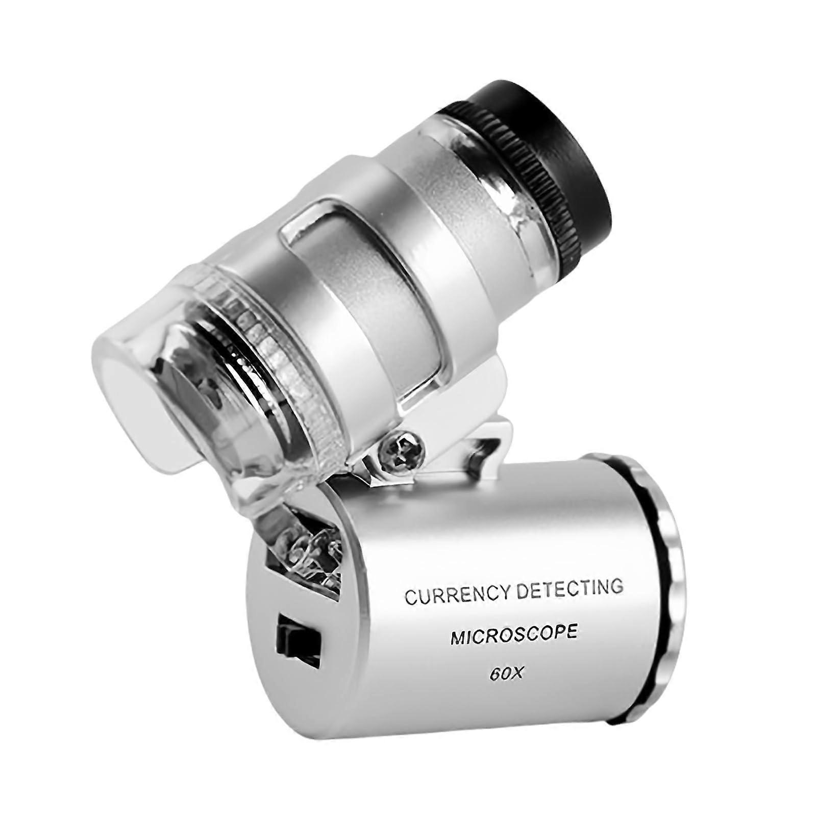 Mini 60x LED Microscope with UV Currency Detector, Adjustable Magnifier