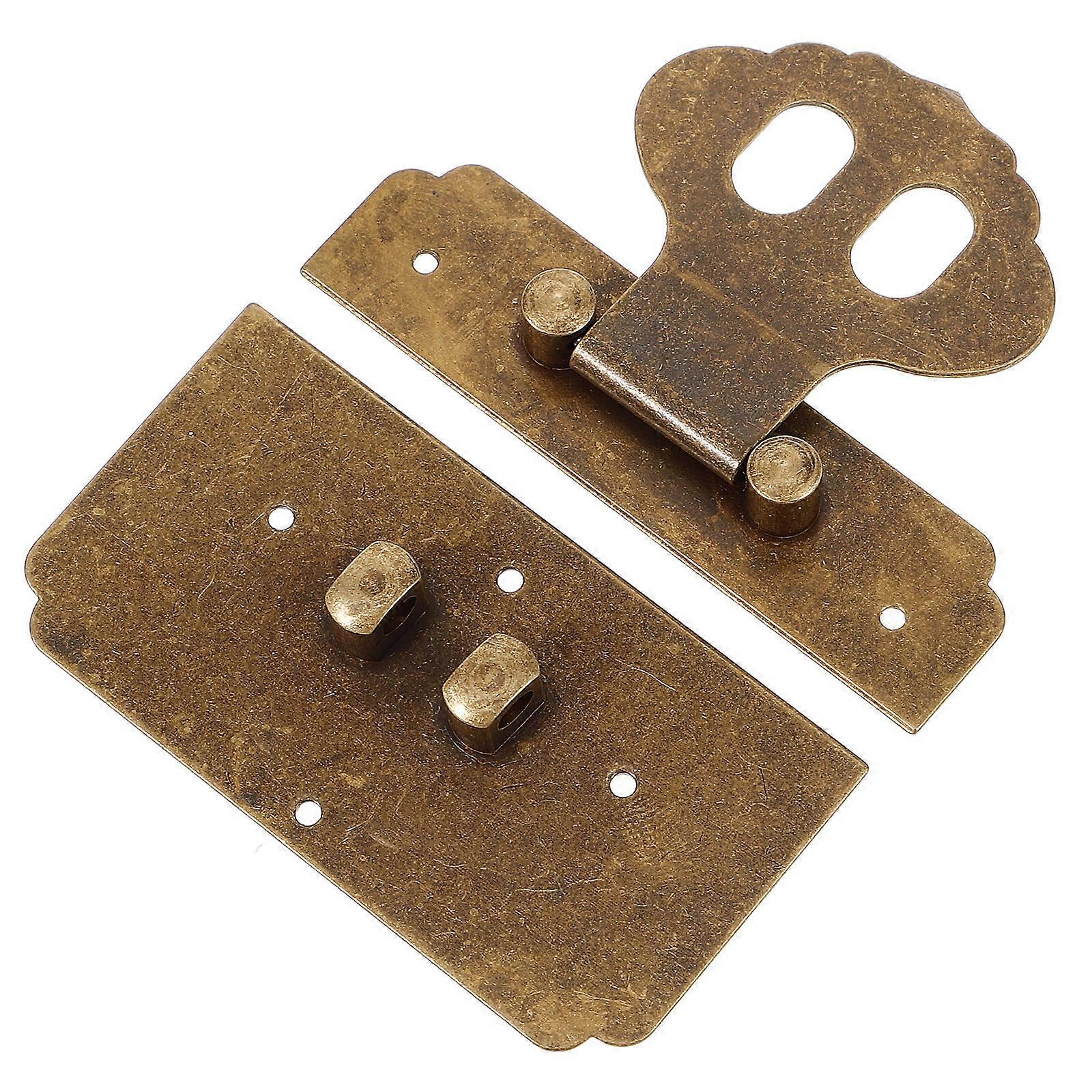 Metal Hasp Buckle Jewelry Box Latch Cabinet Hasp Brass Material Retro Style Boxes Adult Use 1Set