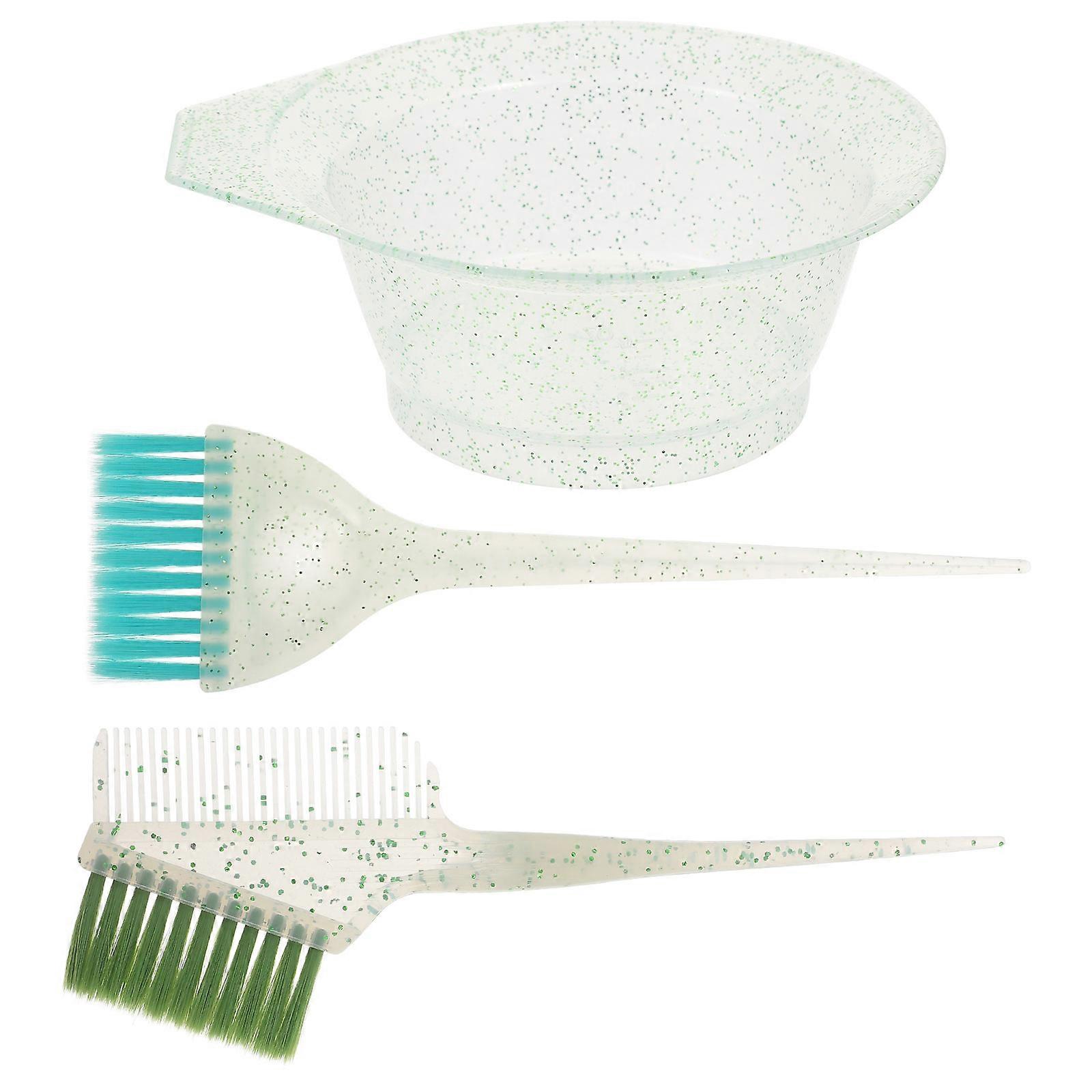 Color Mixing Bowl Hair Coloring Brush Set Salon Use Green Plastic Fiber 1Set