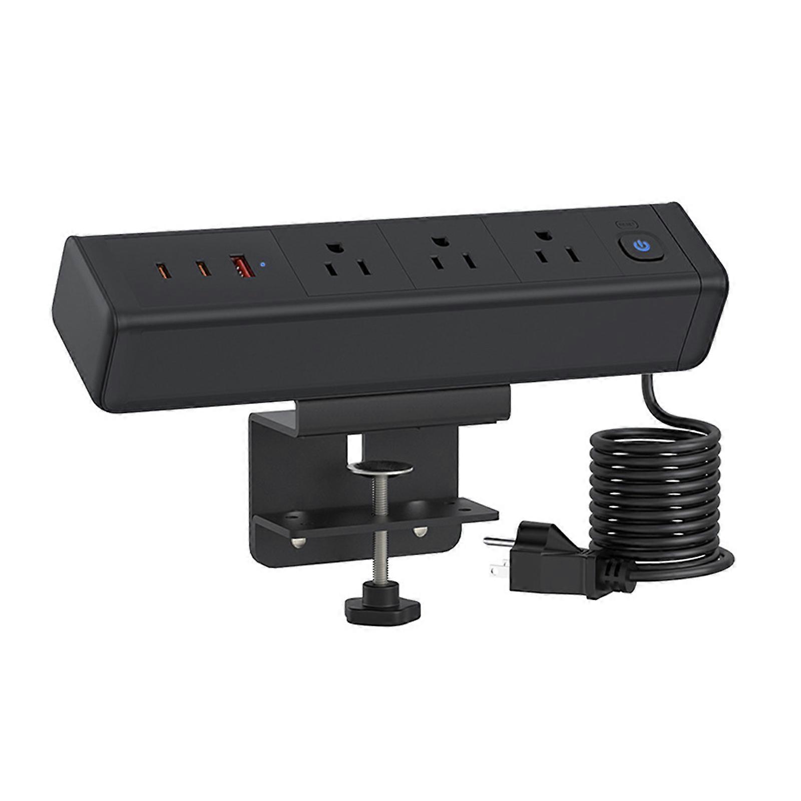 Clamp Mount Power Strips With 65W Fast Charging USB C Port 3AC Outlets Highly speed Charging Station For Offices Tablet Multicolor