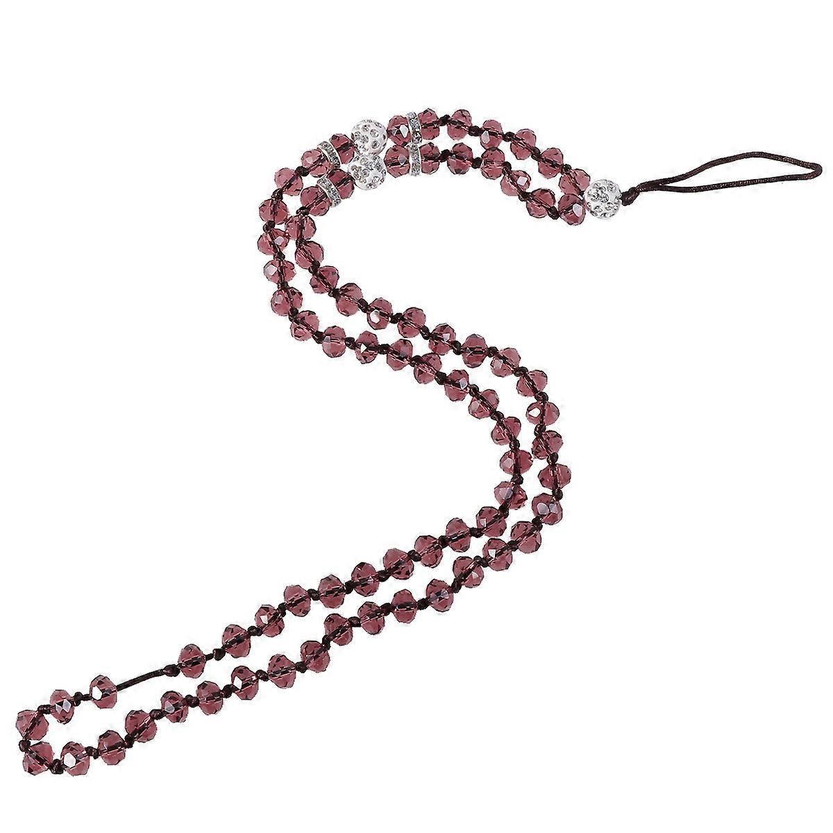 Crystal Beads Pu Material -Theft Hands-Free Prevent Dropping Secure Device Lanyard For Men Women Purple 40.00X2.00X0.80CM 1Pack