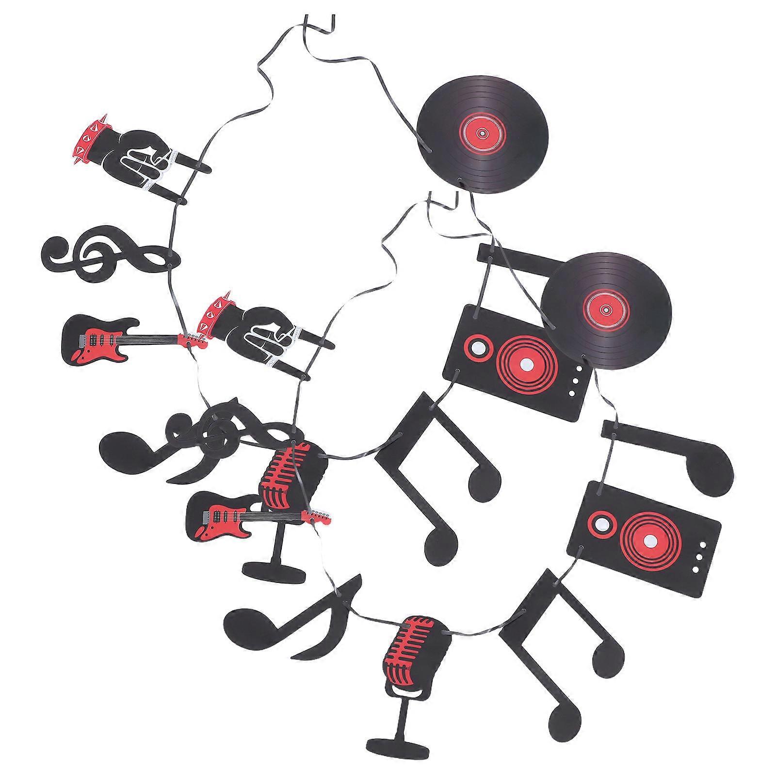 Music Note Garland Banner for Decorating 2Sets Rock and Roll Theme