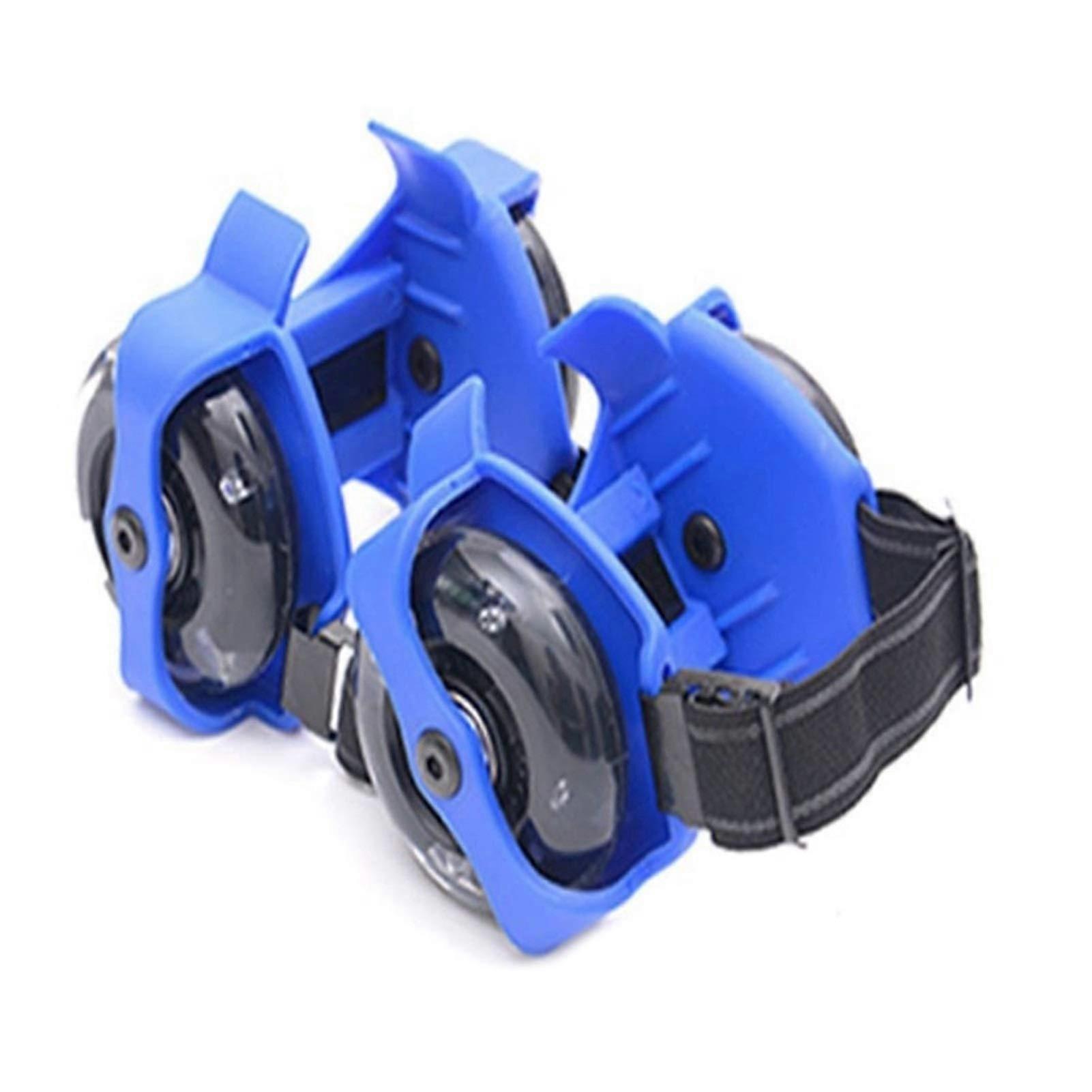 Inline Skate Wheels Set with Colourful Flashing Lights, Adjustable Pulley for Roller Skating Shoes, Size M, Blue for Girls
