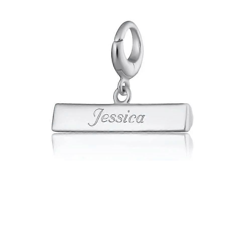 Engraved Silver T Bar Charm VCSTBAR
