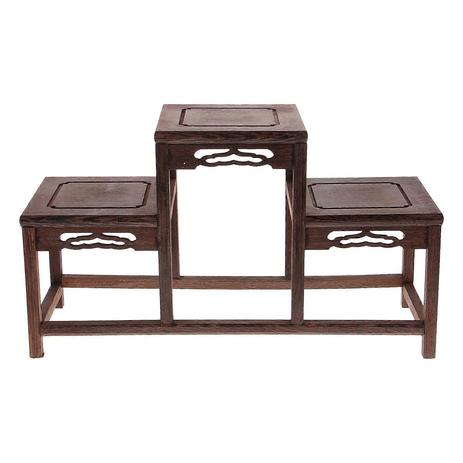 حامل عرض الخشب العتيق للشاي التحف اليدوية رف خشبي أنيق لحامل عرض النبات ديكور المنزل