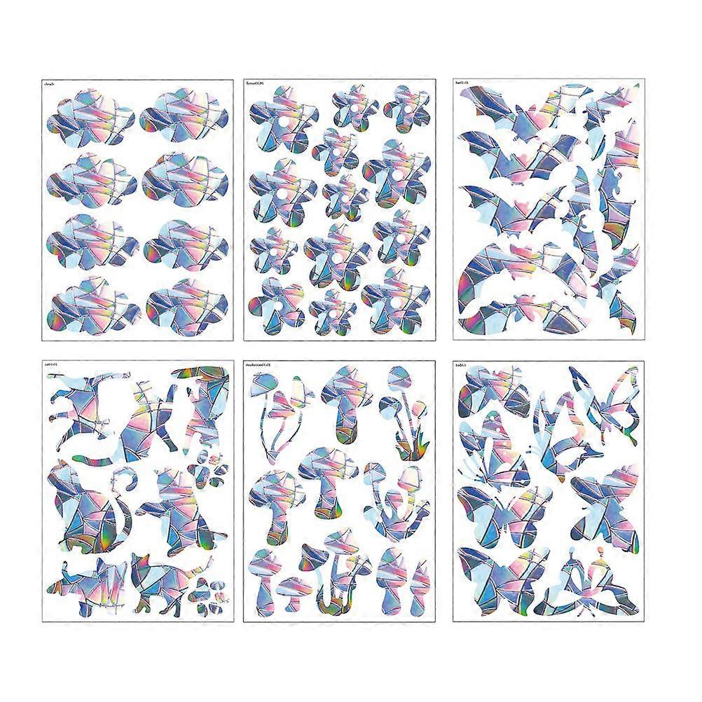 6 Sheets of Unique Window Decals Plants Window Stickers Animal and Clouds Shaped Decals