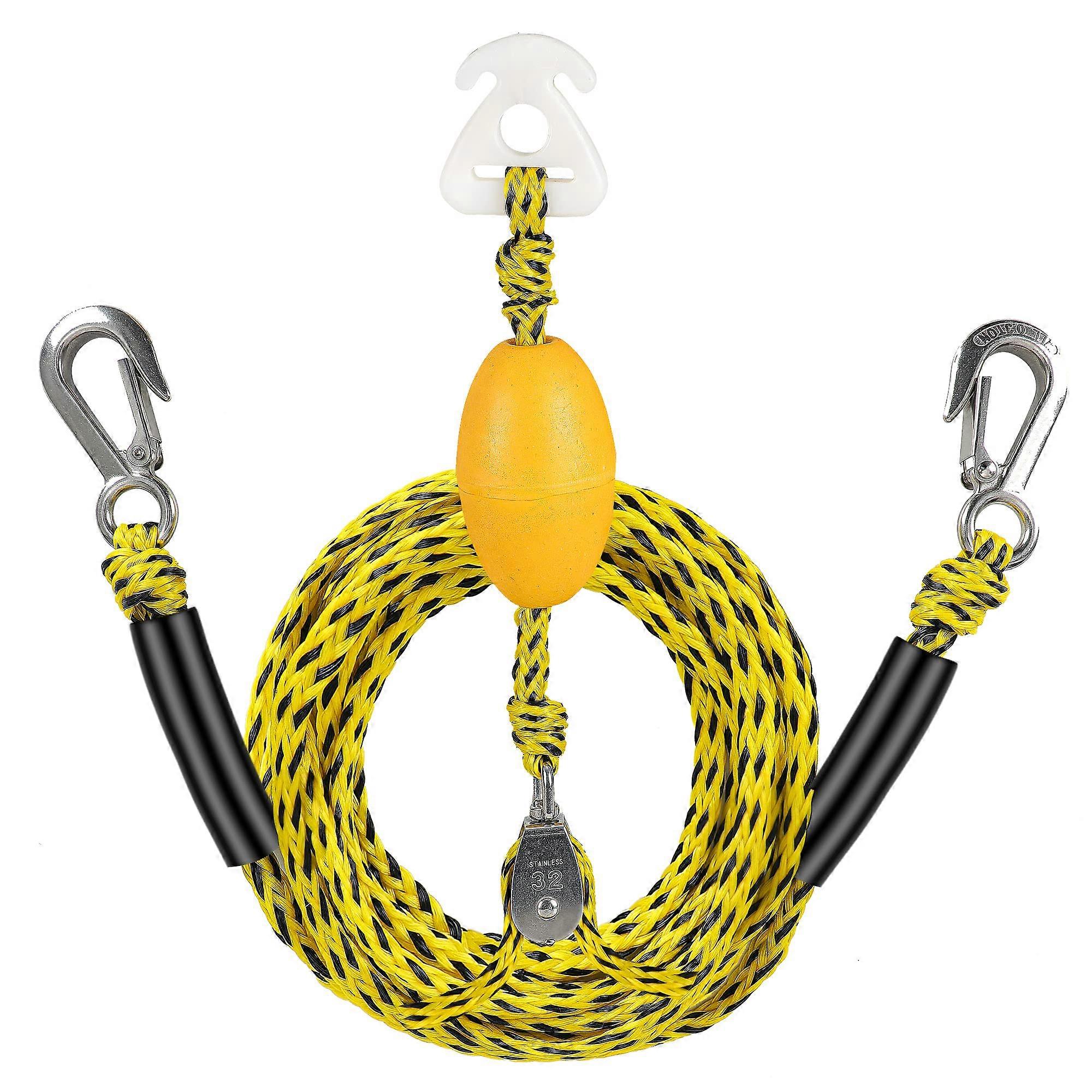 Boat Tow Harness for Tubing 5000 lbs, Rotating Pulley, Floating Design, 304 Stainless Steel Hooks (1.1 Inches, 17 ft 24 ft. 24FTM32LLEY