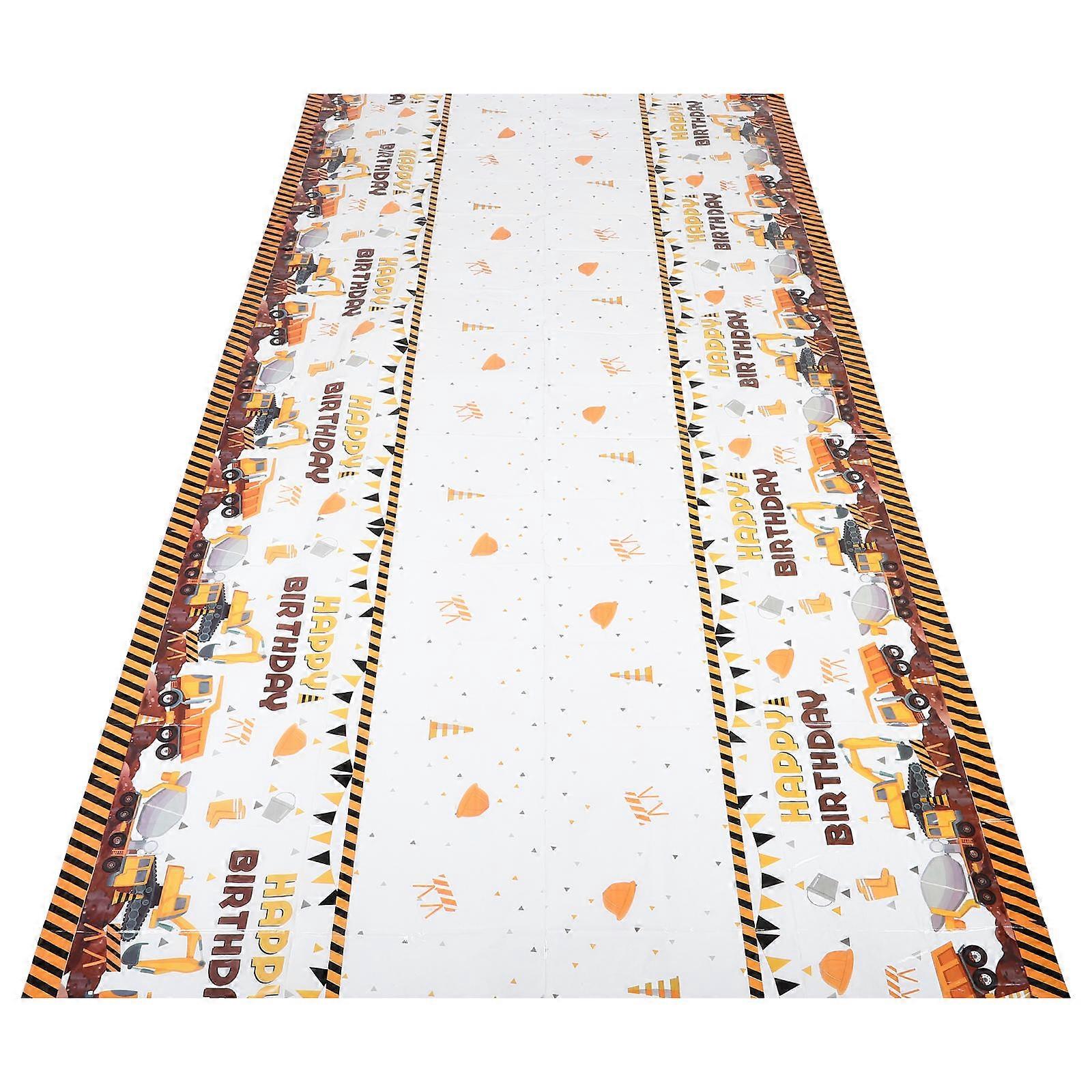 Rectangle Construction Tablecloth For Birthday Decorations Waterproof Plastic Tablecloth 274.00X137.00CM 1Set