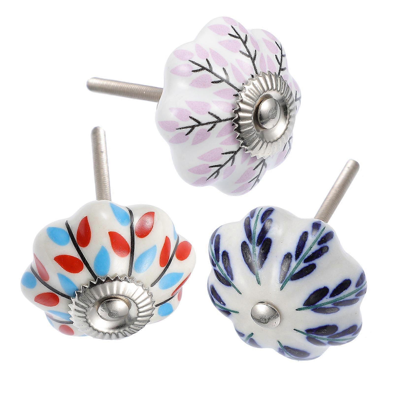 Furniture Cabinet Handle Drawer Knob Ceramic 2x4CM Assorted Color Polished Surface For Cabinets 3Pcs