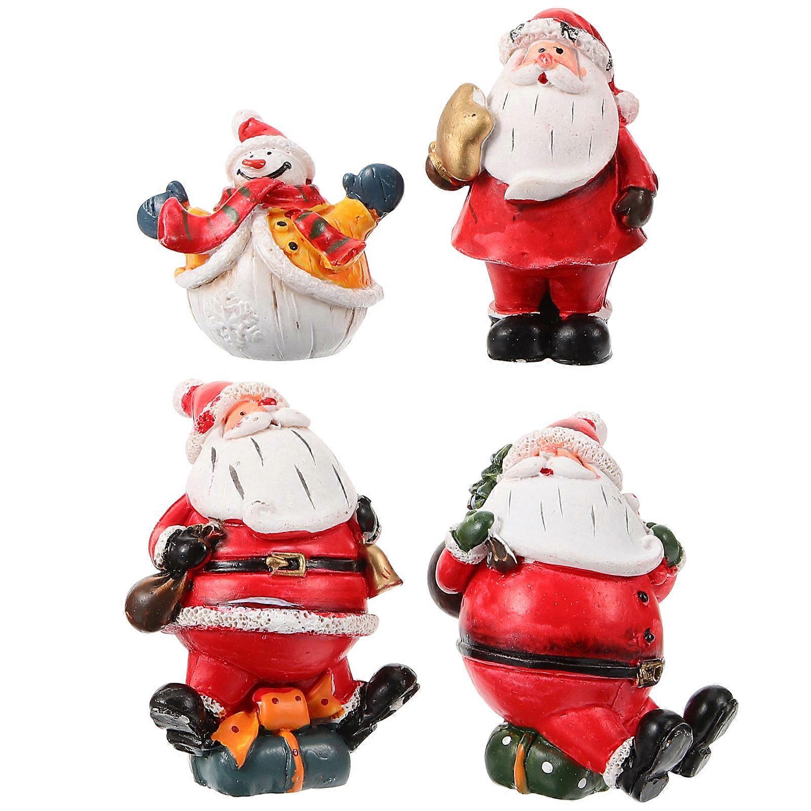 Room Decor Snowman Table Decorations Resin Material Christmas Party Desktop Ornament 4Pcs