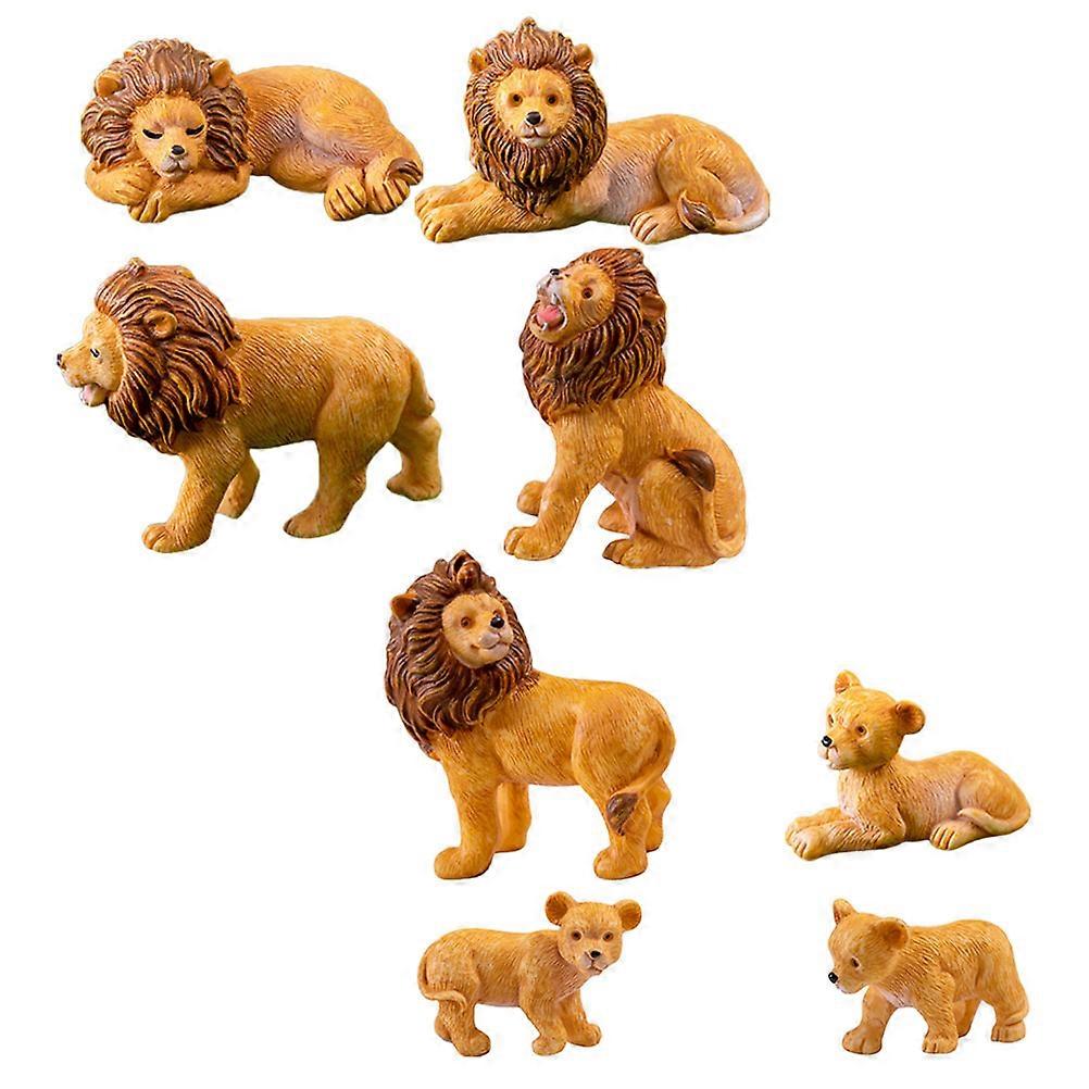 تماثيل أسد مصغرة مادة الراتنج ملحق حديقة حاضر 5.10X4.70X3.00 سم 8 قطع
