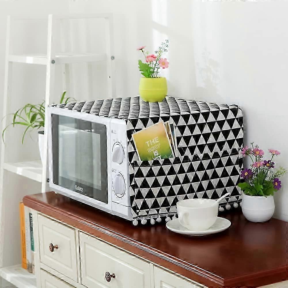 Stylish Black Triangle Microwave Cover - Dust & Oil Proof Kitchen Accessory