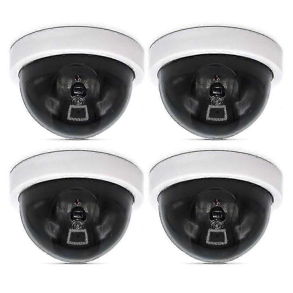 4 Pcs Dummy Security Cctv Dome Camera avec clignotant rouge Led Light Sticker Decals
