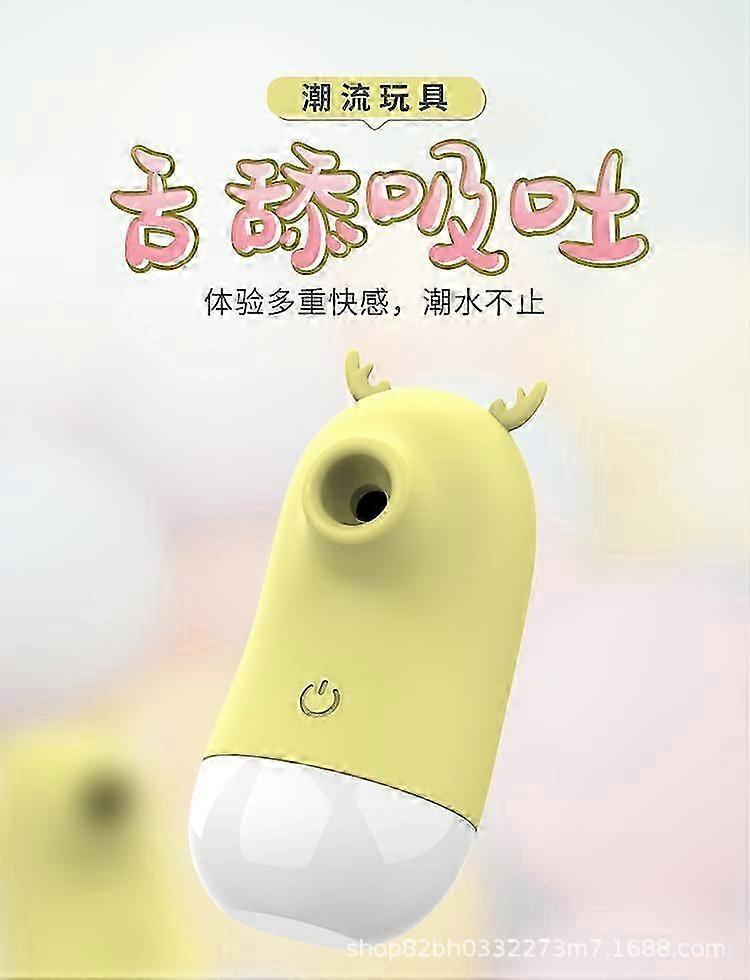 Adulte s femelle mignon dessin animé cerf sucer la langue lécher double usage sauter oeuf jaune