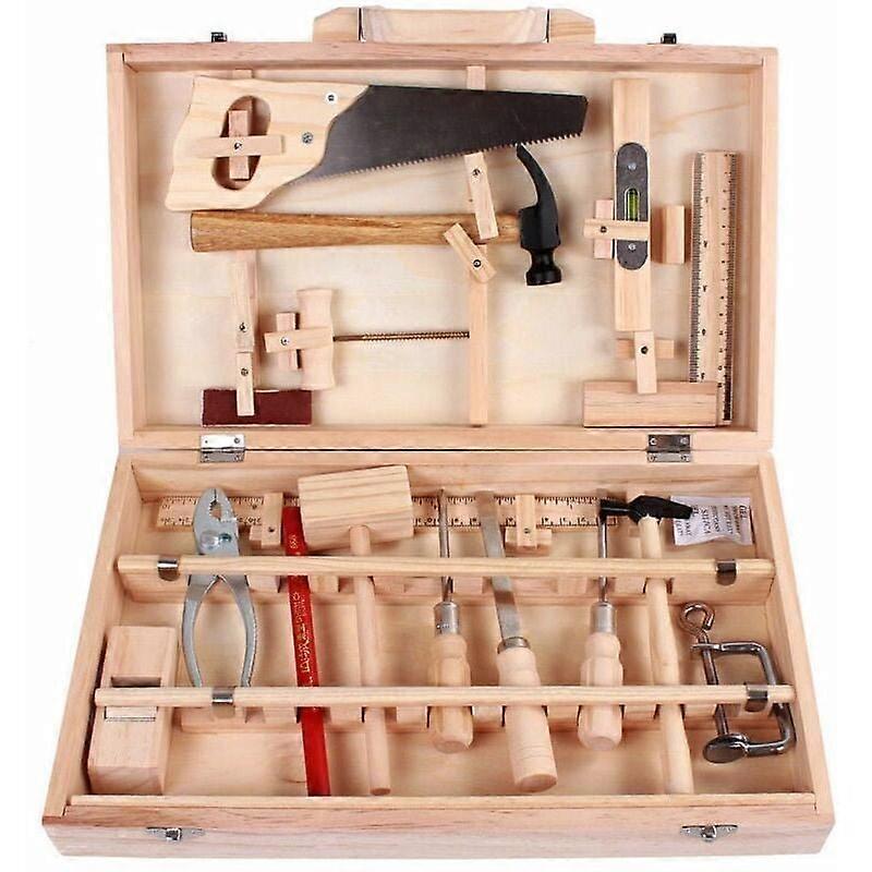 16 件套儿童木工工具套装，真正的木工盒