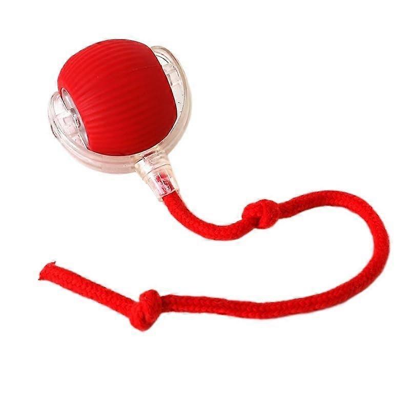 Electric cat ball toy, automatic rolling ball, artificial tail, smart pet, interactive toy, dog and cat training, USB rechargeable (Style 1 Red)