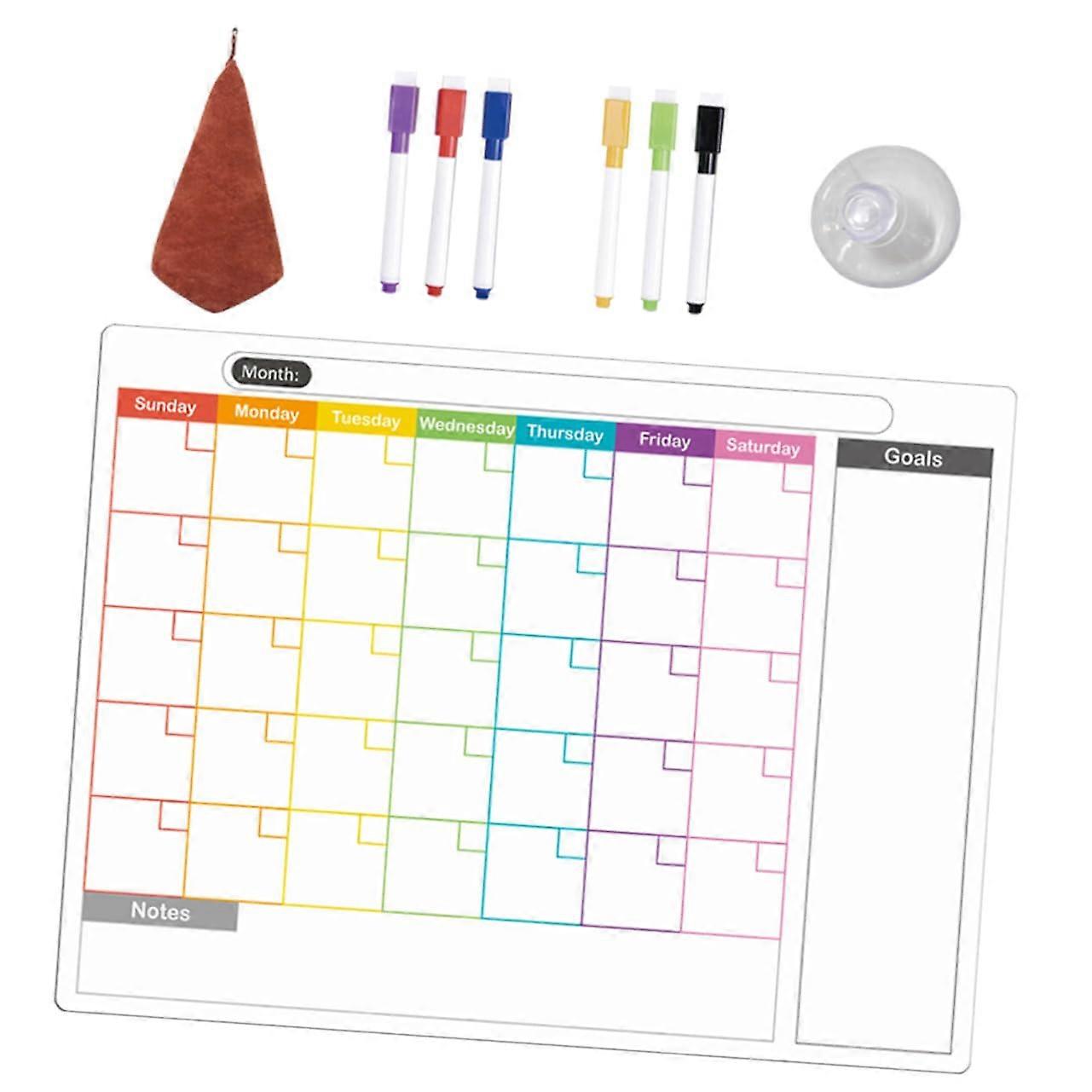 Magnetic Fridge Planning Board Erasable Whiteboard For Appointments Monthly And Weekly Planning Markers And Suction Cups