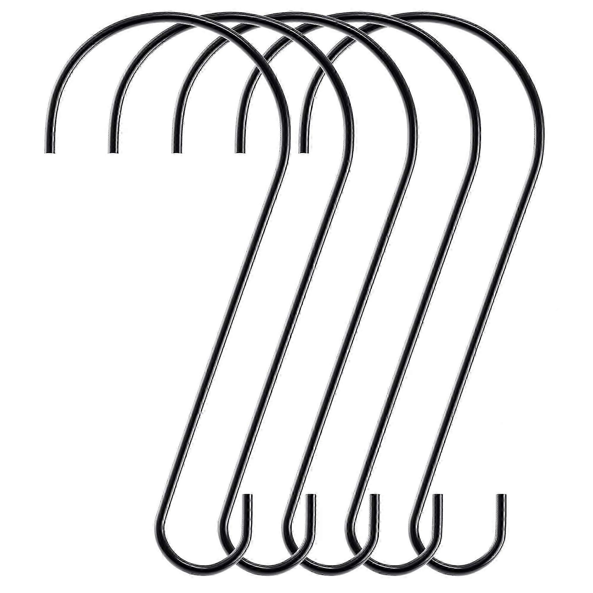 さまざまな用途に対応する5つのS字型6インチブラックメタルツリーブランチハンガーのセット