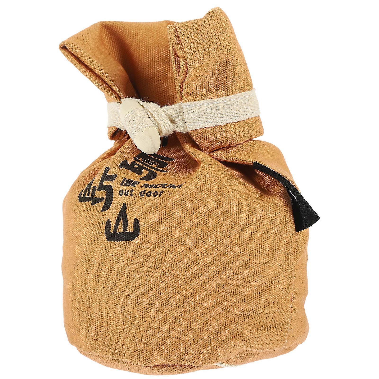 Canvas Grain Bag Funnel Shaped Top Rolled Top Closure For Picnic And Barbecue 1kg Capacity Light Brown 1Pack