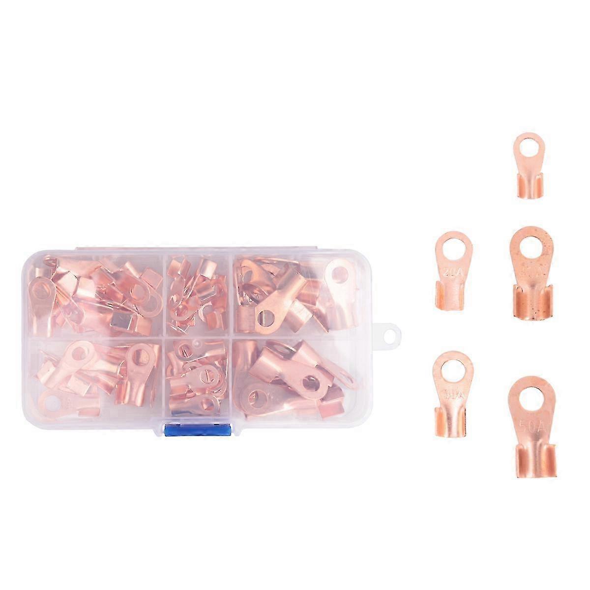 Open Barrel Copper Ring Lug Terminals Wire Crimp Connector Assortment Kit OT 10A 20A 30A 40A 50A (Pa Edition 0708