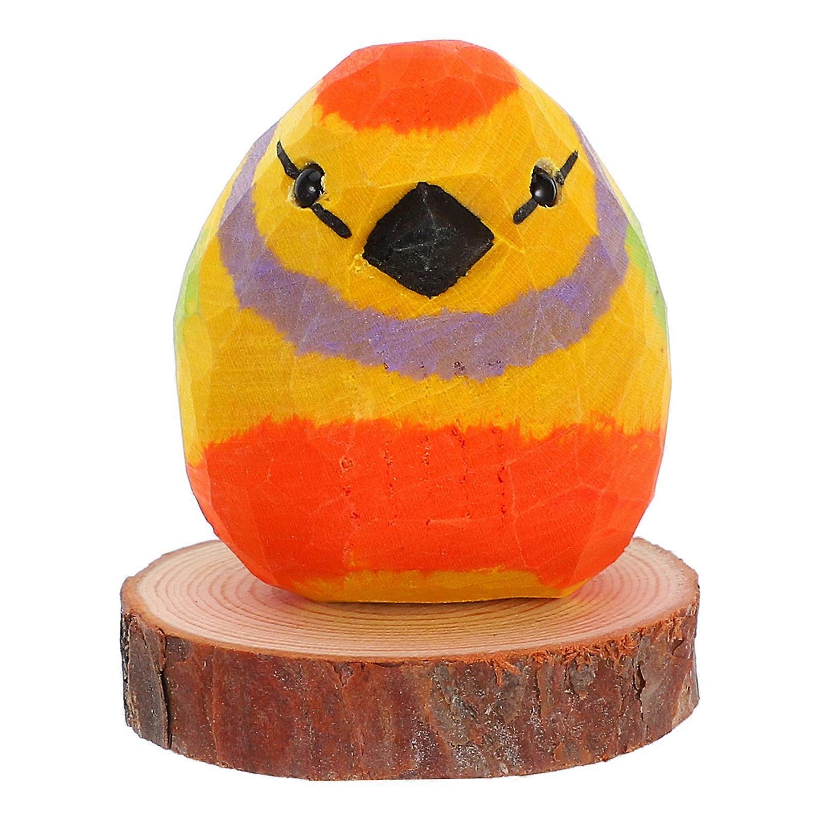 Small Figurine Wooden Carved Figures Realistic Shape For Office Decor Table Shelf Beech Wood Colorful 1Pack