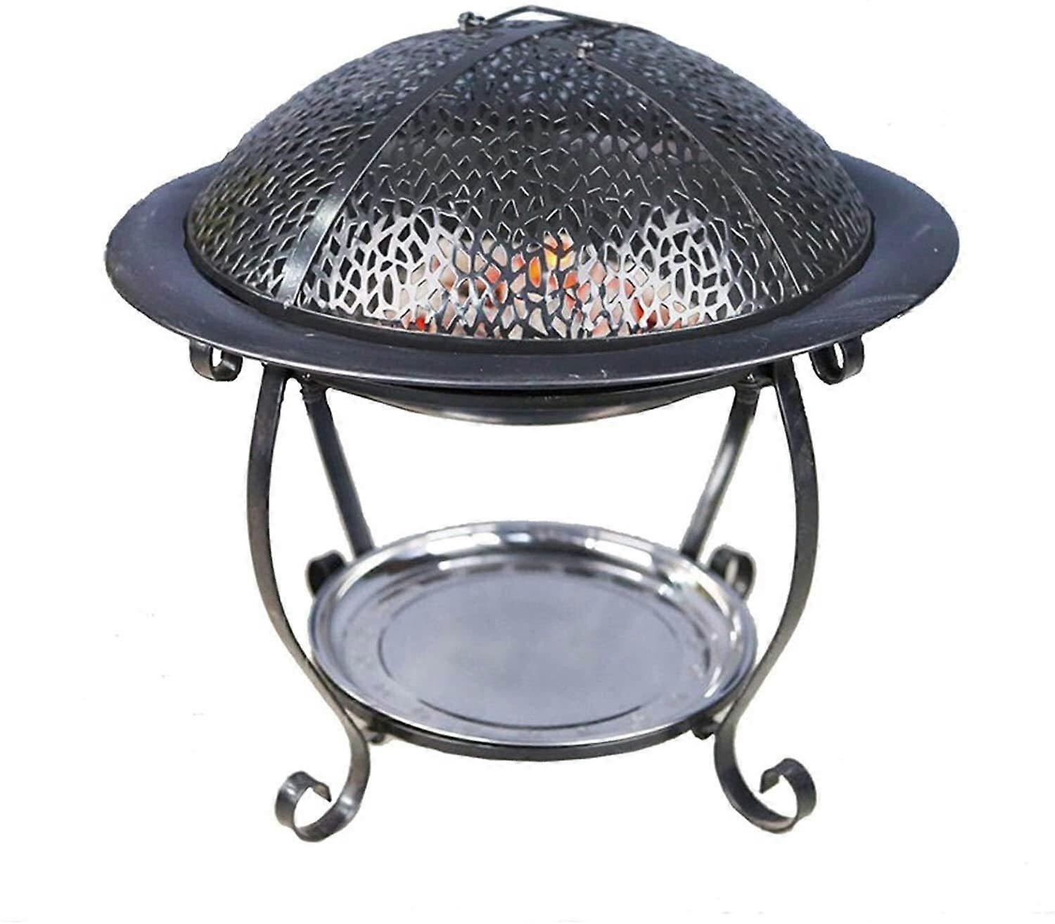 Outdoor Fire Pit, Fire Tables for Outdoors, Fire Pits for Outdoors, Steel Grill Tray for Patio with Mesh Spark Screen, Wood Grate, Poker