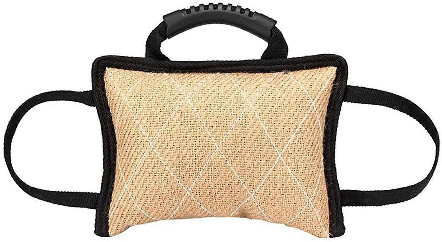 Hemp rope dog tug toy, durable dog chew pillow, tough hemp chew cushion, interactive training, dog chew pillow, training accessories  Beige